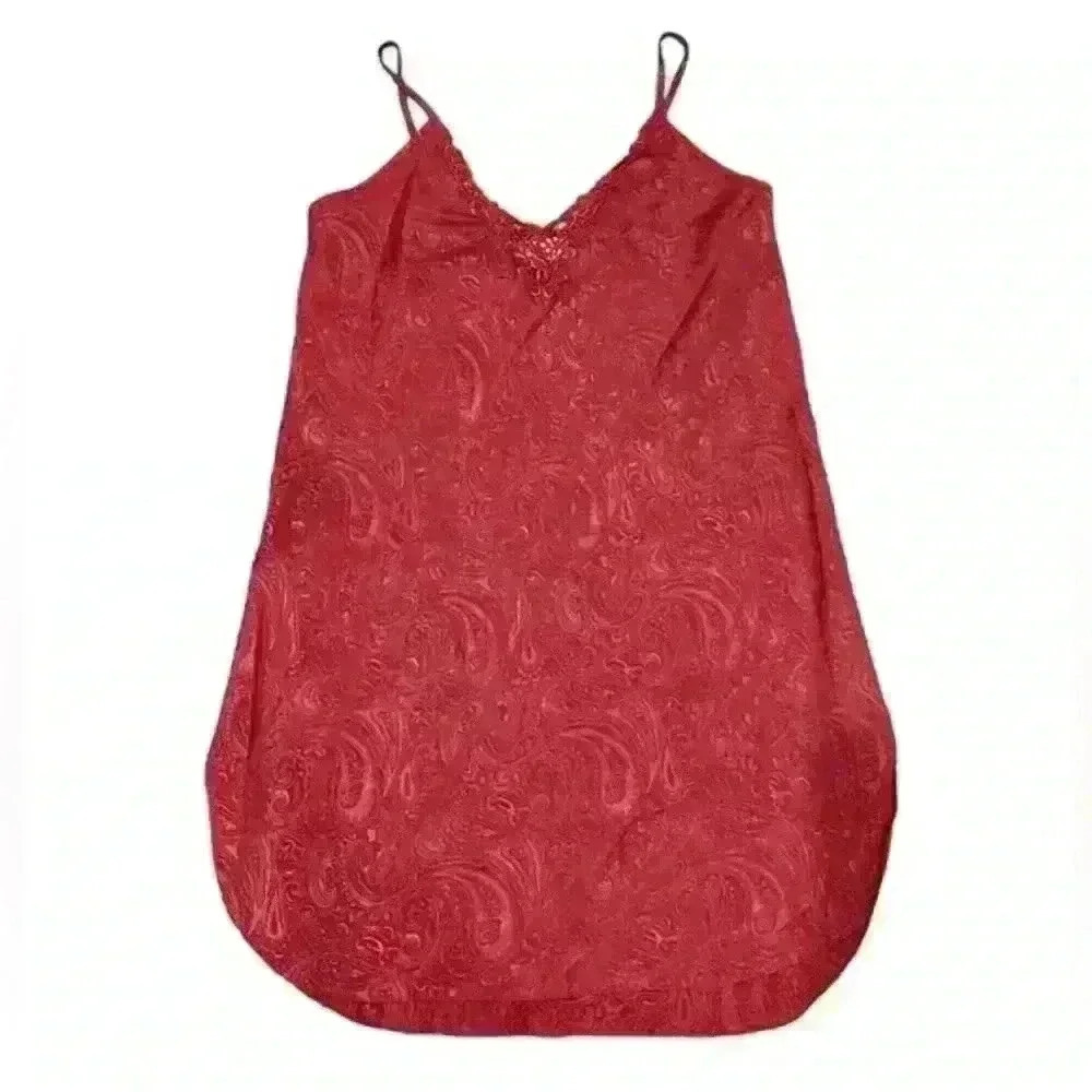 Vintage Inner‎ Most Coral Paisley Slip Nightie Lingerie Size Small